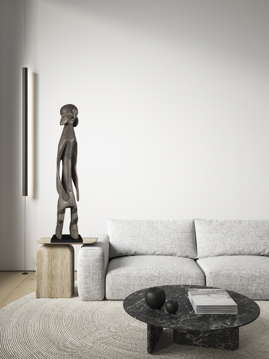 Contemporary white minimalist interior with sofa and decor. 3d render illustration mockup.